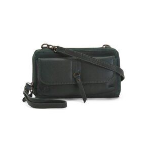 BORN Deep Green Leather Dariel Cell Phone Crossbody